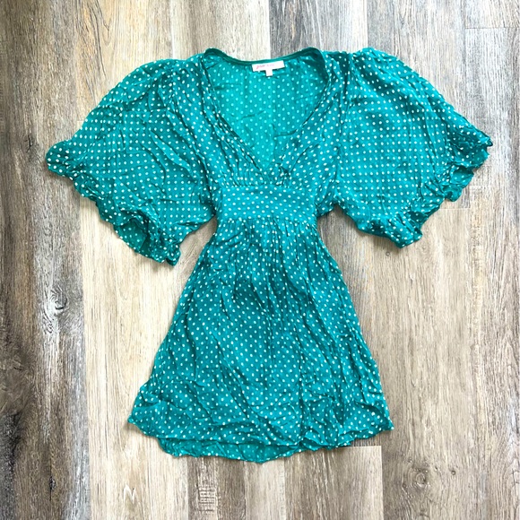 Funky Soul Swiss Dot Bell Sleeve Top